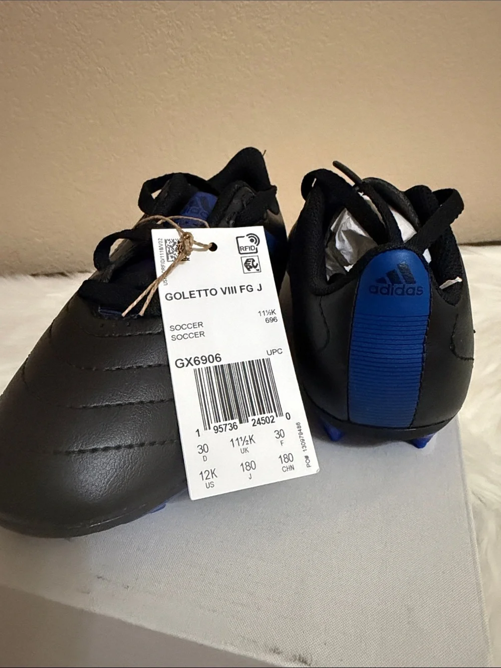 adidas Kids Soccer Cleats in Black and Blue